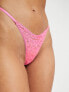 Фото #4 товара ASOS DESIGN Peek-a-boo animal lace thong with bows in neon pink