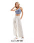 Фото #1 товара ASOS DESIGN Petite raw edge barrel leg trouser with linen in stripe