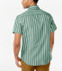 Free Assembly Shirt Men's Medium Green Striped Cotton Collared Classic Button-Up