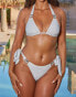 Фото #4 товара Moda Minx X Sophie Piper metallic amour tie side bikini bottom in silver