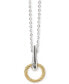 White Topaz Accent Circle Drop 18" Pendant Necklace in PVD Stainless Steel & Gold-Tone