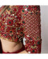 Women's Hand Embroidered Red Silk Lehenga Choli with Sleeves