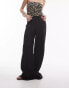 Topshop textured beachy wide leg trousers in black