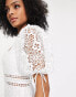 ASOS DESIGN lace mini tea dress with tie sleeve detail in white