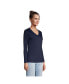 Petite Relaxed Supima Cotton Long Sleeve V-Neck T-Shirt