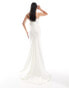 Фото #4 товара YAS Bridal satin maxi cami dress with train in white - WHITE