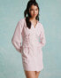 Фото #2 товара Miss Selfridge poplin lace up mini shirt dress in pink stripe