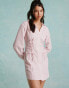 Фото #1 товара Miss Selfridge poplin lace up mini shirt dress in pink stripe