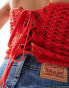 Фото #4 товара ASOS DESIGN knitted bandeau crochet top in red