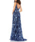 ფოტო #6 პროდუქტის Women's Floral Embellished Sleeveless Plunge Neck Gown