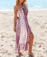 Women's Brick Tie Dye Smocked Waist Maxi Tube Beach Dress