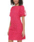 Фото #4 товара Women's 3D Floral-Appliquéd Puff-Sleeve Dress