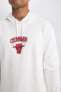 Фото #12 товара DeFactoFit Chicago Bulls Standart Fit Kapüşonlu Kalın Sweatshirt