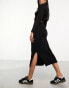 Pieces knitted midi skirt in black 2XL - фото #2