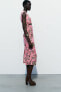 Фото #3 товара Платье из смесового льна с принтом ZARA