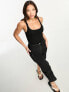 Фото #6 товара ASOS DESIGN Tall 2 in 1 ribbed scoop neck vest with cargo midi skirt in black with contrast stitch