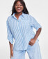 Фото #2 товара Trendy Plus Size Striped Shirt, Created for Macy's
