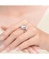 ფოტო #2 პროდუქტის Stunning Sterling Silver Two Tone Plated with Clear and Pink Cubic Zirconia Ring