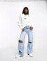 Фото #2 товара Tommy Jeans boxy 1/4 zip sweatshirt in white