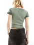 Фото #7 товара COLLUSION washed rib v-neck fairy hem top in green