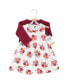 ფოტო #2 პროდუქტის Baby Girls Cotton Dress and Cardigan Set, Autumn Rose