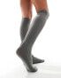 Фото #3 товара My Accessories below the knee rib knitted socks in grey