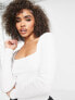 ASOS DESIGN square neck long sleeve top in white