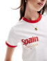 Bershka 'Spain' football baby tee in white Белый, S - EU 36 - фото #3