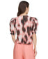 ფოტო #2 პროდუქტის Women's Voile Printed Puff-Shoulder Woven Crewneck Top