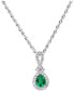 ფოტო #1 პროდუქტის Emerald (1/4 ct. t.w.) & Diamond (1/10 ct. t.w.) Teardrop 18" Pendant Necklace in 14k White Gold