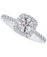 ფოტო #1 პროდუქტის Diamond Halo Diamond Engagement Ring with Pavé Band (1-1/20 ct. t.w.) in 14k White Gold