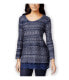 Style & co Women's Lace Hem Marled Pullover Sweater Industrial Blue M