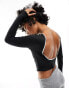 Фото #1 товара ASOS DESIGN low scoop back top with contrast lace trim in black - BLACK