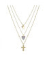 ფოტო #1 პროდუქტის 14K Gold Flash-Plated 3-Pieces Genuine Mother Of Pearl Heart and Cross Layered Pendants Set