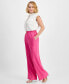 Фото #4 товара Petite Linen-Blend Paperbag-Waist Pants, Created for Macy's
