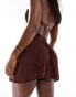 South Beach high waist beach short in brown