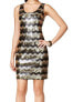 GUESS Sequined Chevron Print Tank Dress Gold Black 10