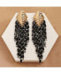 Women's Black Beaded Strand Drop Earrings