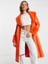 Annorlunda vinyl faux fur trim jacket in orange