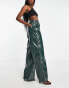 Фото #2 товара AFRM wide leg faux leather cargo trouser in dark green