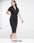 Фото #1 товара ASOS DESIGN Tall collared wrap front midi dress with knot in black