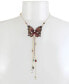 Фото #2 товара Betsey Johnson gold-Tone Bead & Butterfly 16" Lariat Necklace