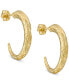 ფოტო #4 პროდუქტის Etched Texture Tapered Small Hoop Earrings in 10k Gold. 3/4"