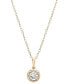 ფოტო #1 პროდუქტის Diamond Knot-Frame Solitaire Pendant Necklace (1/3 ct. t.w.) in 14k Gold, 15" + 3" extender