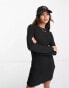 New Look lettuce edge crinkle long sleeve mini dress in black