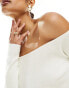 ASOS DESIGN sculpted knitted off shoulder top in cream M - фото #4