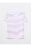 Футболка LC WAIKIKI Pink Neck Striped Short Printed