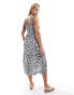 Vero Moda Maternity shirred cami midi dress in navy blue floral