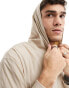 ASOS DESIGN oversized hoodie in beige in woven fabric