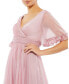 ფოტო #3 პროდუქტის Women's Butterfly Ruffle Trimmed Sleeve Wrap Over Flowy Gown